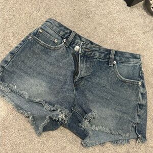 Denim Frayed Hem Women Shorts